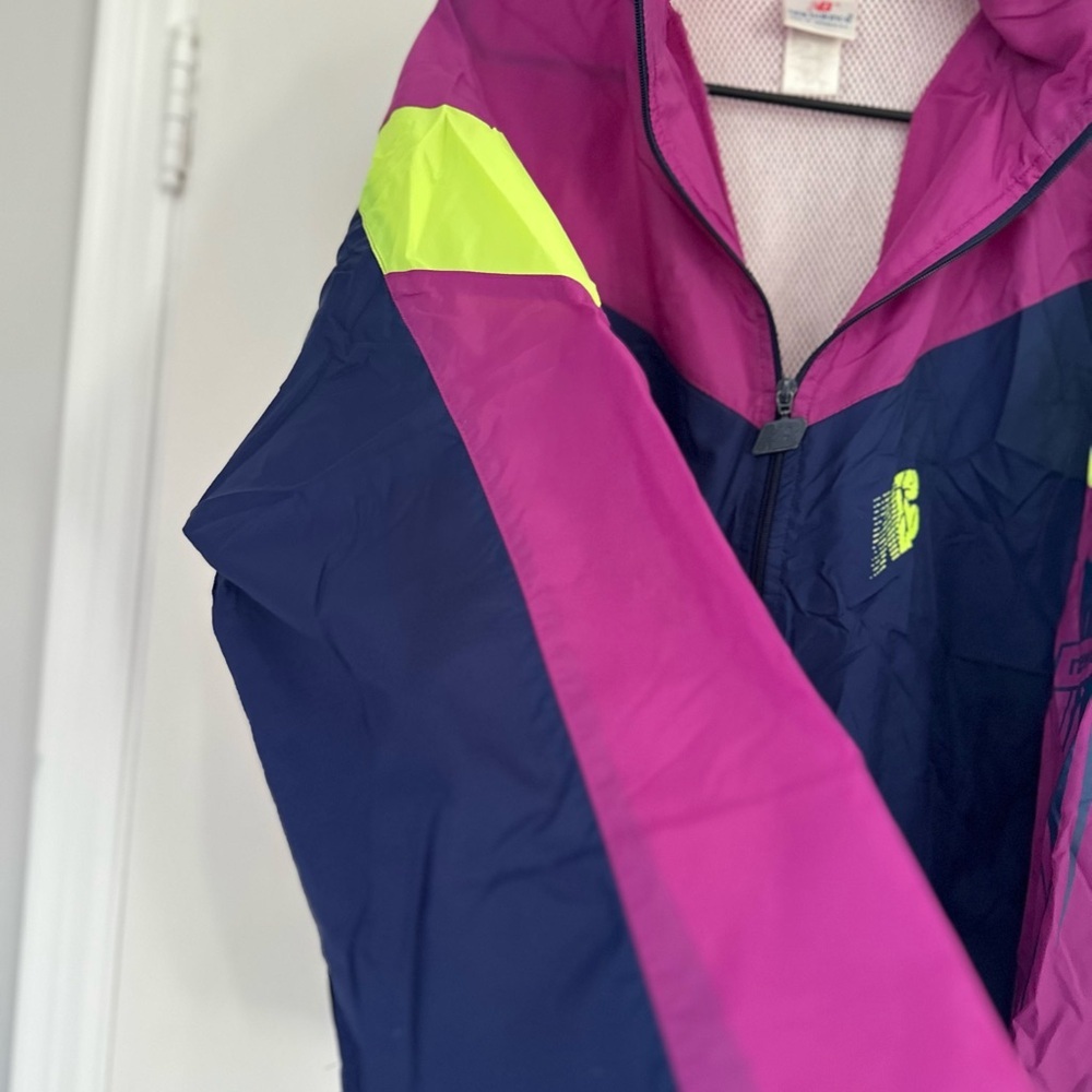 VTG 80s New Balance Vibrant Colorful Hooded full Zip Windbreaker track jacket - Picture 8 of 11